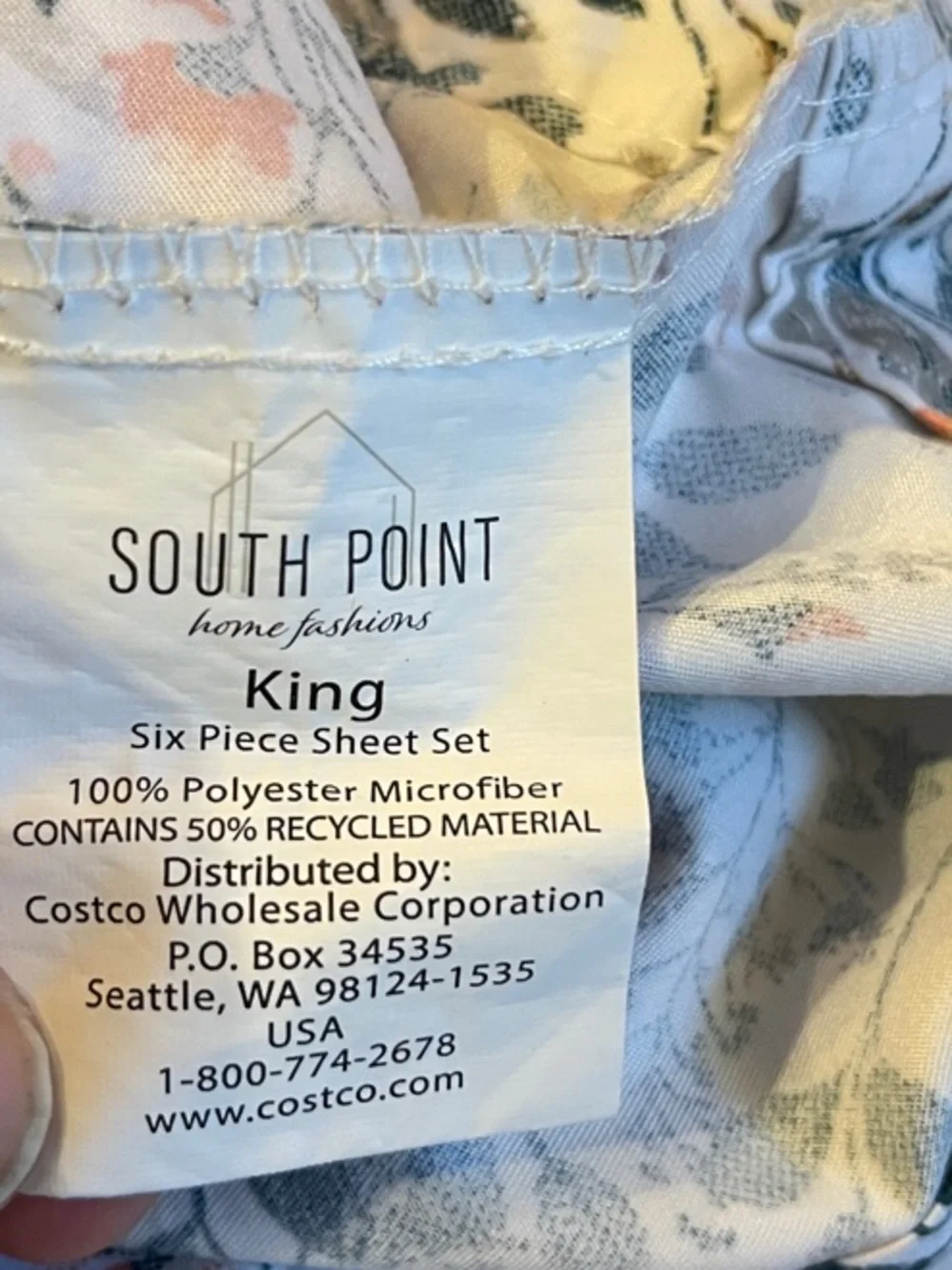 South Point King Sheet Set in Cream with Teal & Peach Floral FLAT & FITTED ONLY